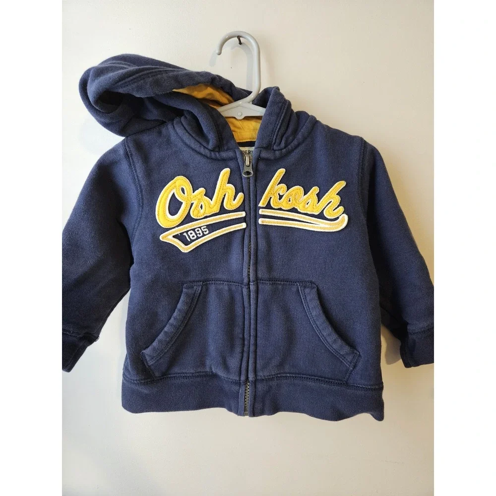 Osh Kosh B'Gosh‎ Hoodie Boy's Size 2T Toddler Zip-Up Hooded Lined Pockets